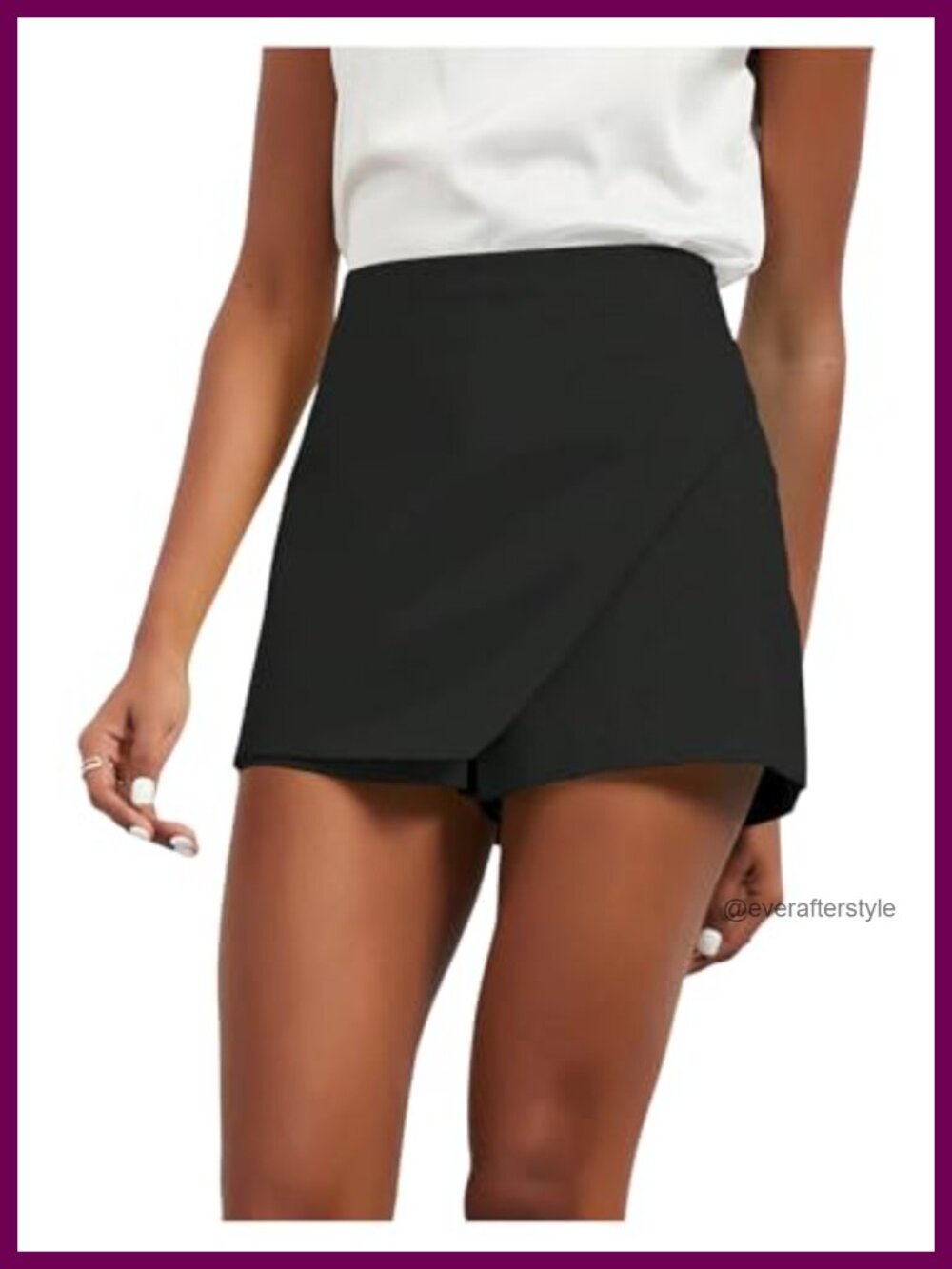 Floerns Women's Mid Waist Skorts Wrap Front Business Casual Skirt Shorts